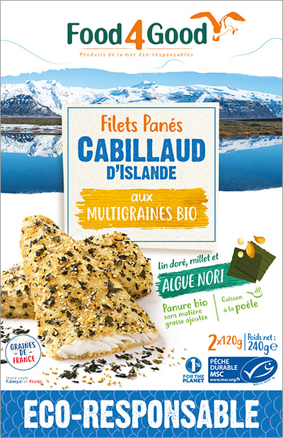 Filets panés de Cabillaud d’Islande MSC aux graines et algue Nori bio