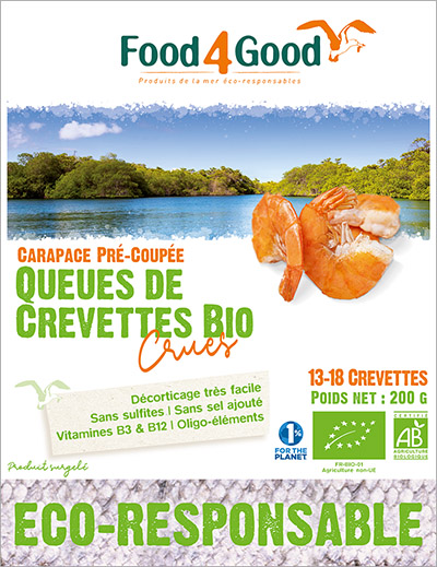 Queues de crevettes BIO crues